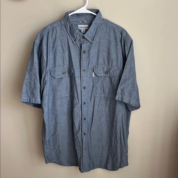 Carhartt Short sleeve button up chambray shirt, Men’s XL Tall - Picture 1 of 6